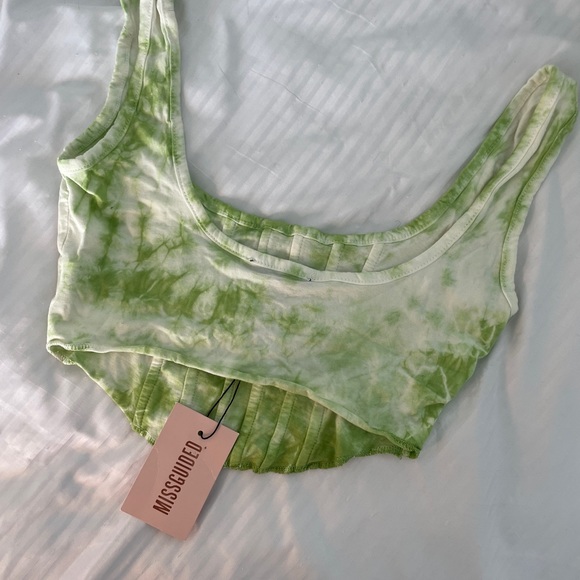 Misguided Green Tie Dye Corset Crop Top - Tag Still Attatched - Picture 3 of 4